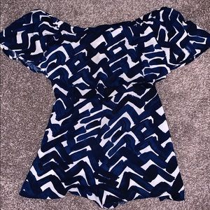 Flying Tomato Blue printed off shoulder romper